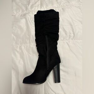VENUS Black Suede-Look High Heel Knee Boots BRAND NEW Size 8.5